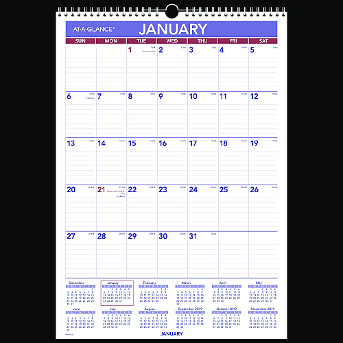 AT-A-GLANCE Erasable Wall Calendar, 12 x 17, White Sheets, 12-Month (Jan to Dec): 2026 (PMLM0228)