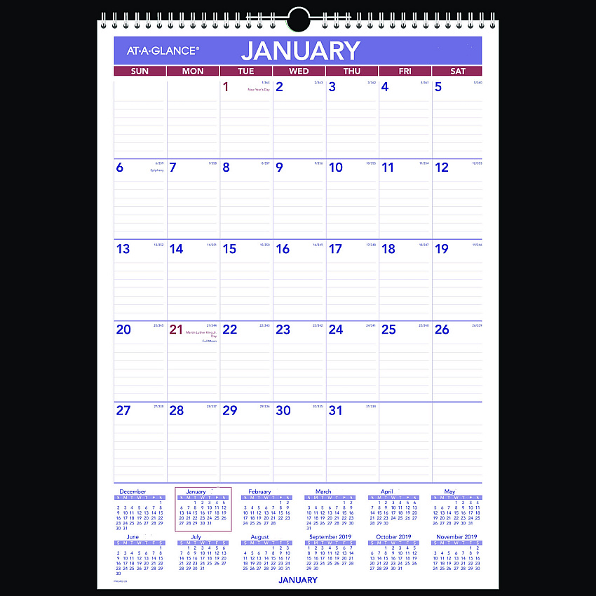 AT-A-GLANCE Erasable Wall Calendar, 12 x 17, White Sheets, 12-Month (Jan to Dec): 2026 (PMLM0228)