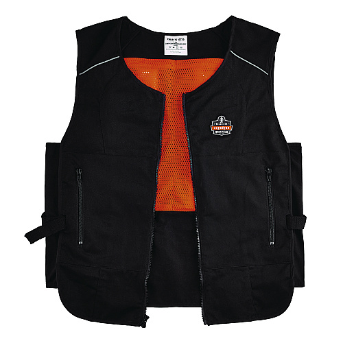 ergodyne Chill-Its 6260 Lightweight Phase Change Cooling Vest with Packs, Cotton/Poly, 2X-Large/3X-Large, Black (12134)