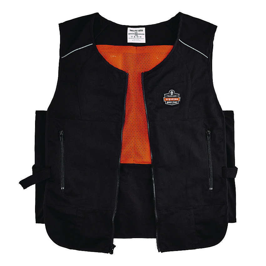 ergodyne Chill-Its 6260 Lightweight Phase Change Cooling Vest with Packs, Cotton/Poly, 2X-Large/3X-Large, Black (12134)