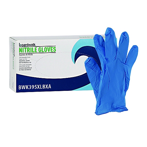 Boardwalk&reg; Disposable General-Purpose Powder-Free Nitrile Gloves, X-Large, Blue, 5 mil, 100/Box (BWK395XLBXA)