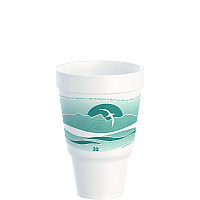 Dart J Cup Insulated Foam Pedestal Cups, 32 oz, Printed, Teal/White, 25/Sleeve, 20 Sleeves/Carton (32AJ32H)