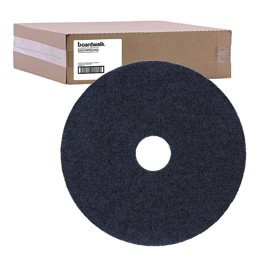 Boardwalk Stripping Floor Pads, 21" Diameter, Black, 5/Carton (BWK4021BLA)