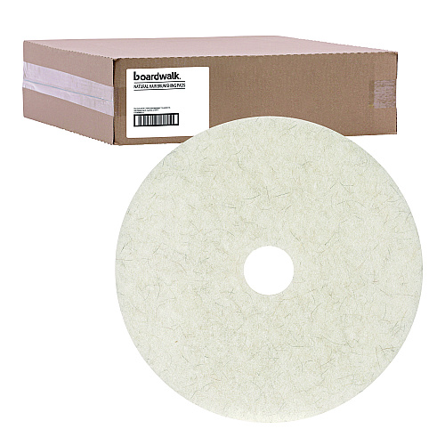 Boardwalk Natural Burnishing Floor Pads, 17" Diameter, White, 5/Carton (BWK4017NAT)