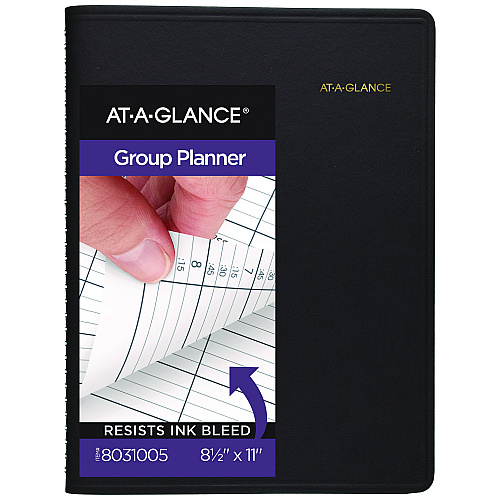 AT-A-GLANCE Four-Person Group Undated Daily Appointment Book, 10.88 x 8.5, Black Cover, 12-Month (Jan to Dec): Undated (8031005)