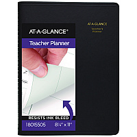 AT-A-GLANCE Undated Teacher's Planner, Weekly, 9 Classes, Black Cover, 10.88 x 8.25 Sheets, 12-Month (July to June) (8015505)