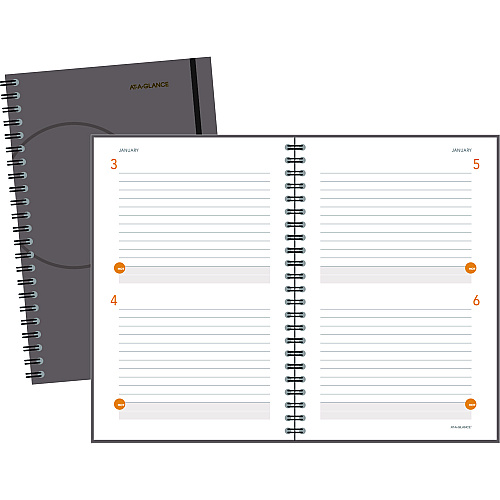 AT-A-GLANCE Plan. Write. Remember. Planning Notebook Two Days Per Page , 9 x 6, Gray Cover, Undated (80620330)