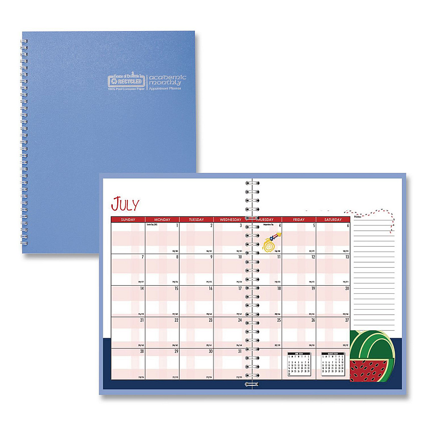 House of Doolittle Recycled Academic Year Illustrated Monthly Planner, 10 x 7, Light Blue Cover, 12-Month (July to June): 2025 to 2026 (239508)