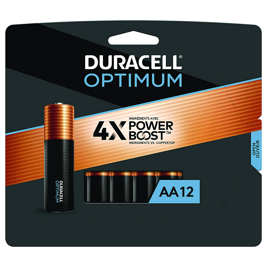 Duracell Optimum Alkaline AA Batteries, 12/Pack (OPT1500B12PR)