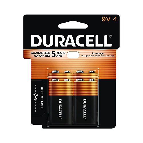 Duracell CopperTop Alkaline 9V Batteries, 4/Pack (MN16RT4Z)