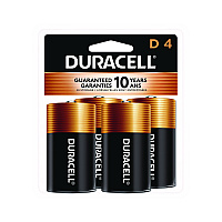 Duracell CopperTop Alkaline D Batteries, 4/Pack (MN1300R4Z)