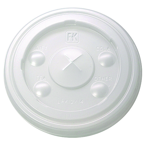 Fabri-Kal Kal-Clear/Nexclear Drink Cup Lids, Flat w/X-Style Straw Slot, Flavor Buttons, Fits 12-14 oz Cold Cups, Translucent, 1,000/CT (LRK1214)