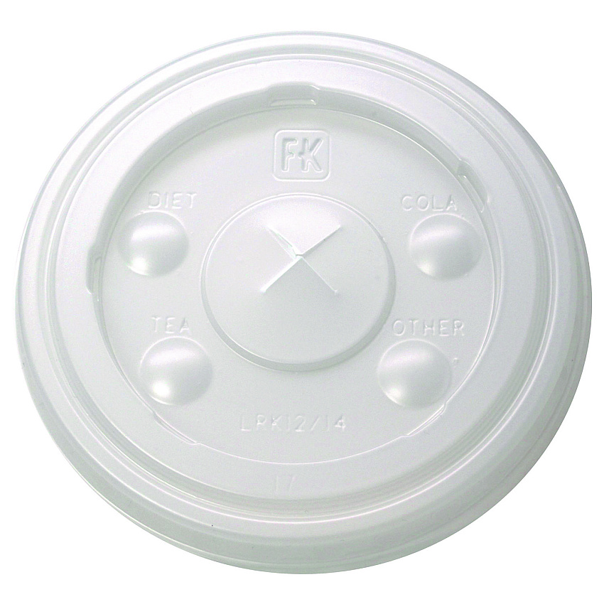 Fabri-Kal Kal-Clear/Nexclear Drink Cup Lids, Flat w/X-Style Straw Slot, Flavor Buttons, Fits 12-14 oz Cold Cups, Translucent, 1,000/CT (LRK1214)