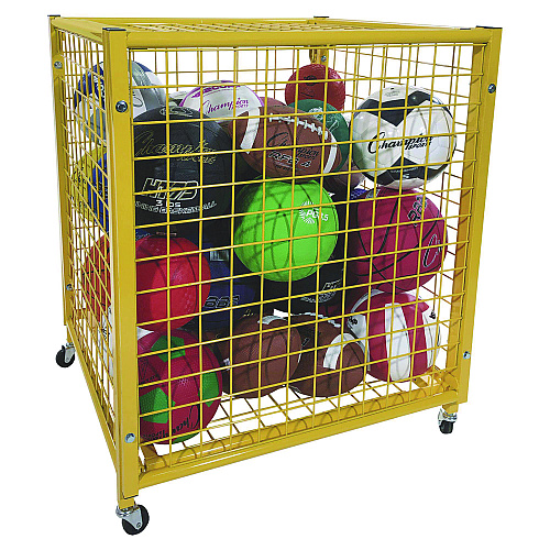 Champion Sports Half Size Lockable Ball Locker, Metal, 132 lb Capacity, 29 x 27 x 31, Yellow (LRCS)
