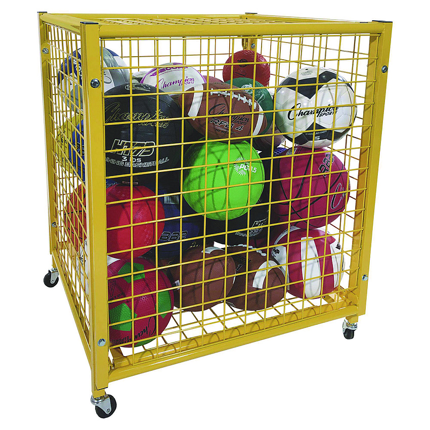 Champion Sports Half Size Lockable Ball Locker, Metal, 132 lb Capacity, 29 x 27 x 31, Yellow (LRCS)