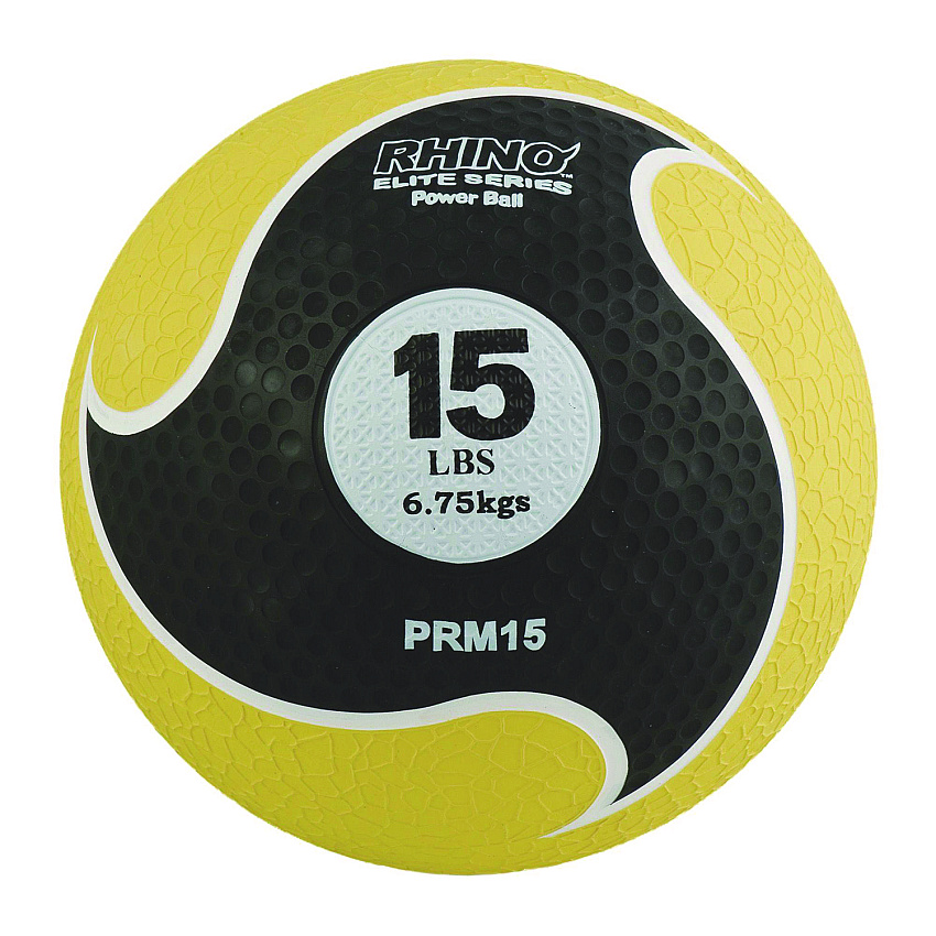 Champion Sports Rhino Elite Medicine Ball, 15 lb, Yellow (PRM15)