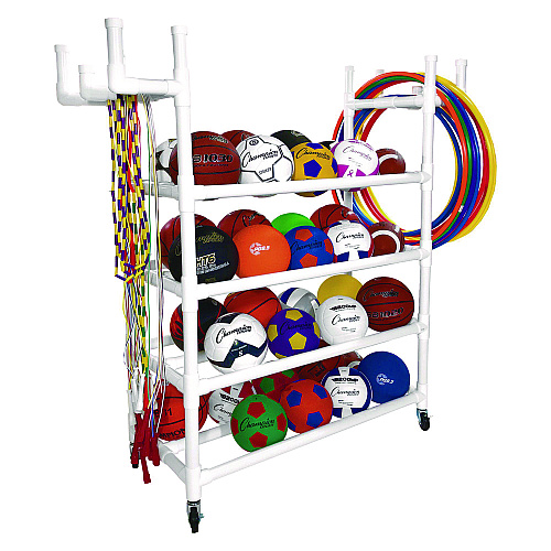 Champion Sports Equipment Cart, Plastic, 176 lb Capacity, 19 x 61 x 62, White (PECART)