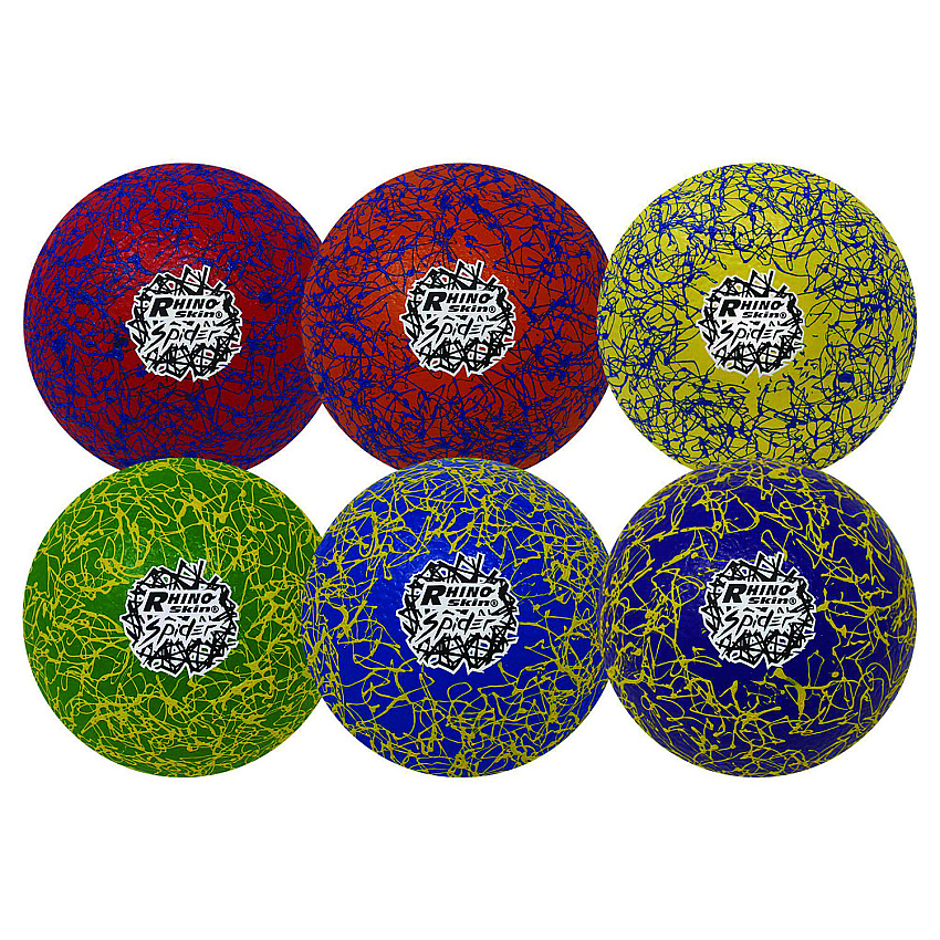 Champion Sports Rhino Skin Spider Dodgeball Set, 6.3" Diameter, Assorted Colors, 6/Set (RXSPDRSET)