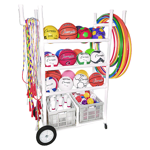 Champion Sports High Impact All-Terrain Heavy-Duty Cart, Plastic, 176 lb Capacity, 19 x 53 x 58, White (TWCART)