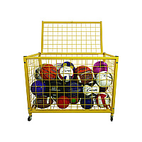 Champion Sports Full Size Lockable Ball Locker, Metal, 132 lb Capacity, 24 x 42 x 29.75, Yellow (LRCL)