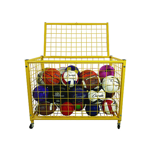 Champion Sports Full Size Lockable Ball Locker, Metal, 132 lb Capacity, 24 x 42 x 29.75, Yellow (LRCL)