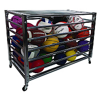 Champion Sports Heavy Duty Lockable Ball Locker, Metal, 132 lb Capacity, 24 x 42 x 30, High-Polish Black (LBCXX)
