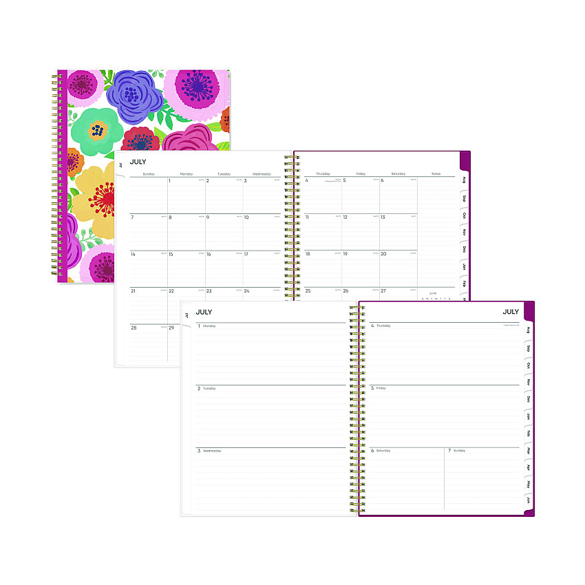 Blue Sky Mahalo Academic Year Create-Your-Own Cover Weekly/Monthly Planner, Floral Artwork, 11 x 8.5, 12-Month (July-June): 2025-2026 (100149)
