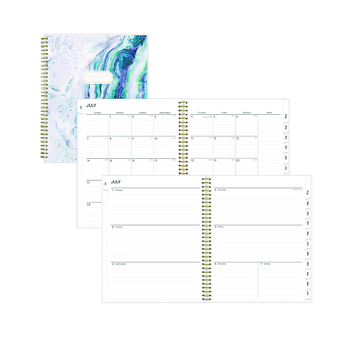 Blue Sky Gemma Academic Year Weekly/Monthly Planner, Geode Artwork, 11 x 8.5, Blue/Purple Cover, 12-Month (July to June): 2025 to 2026 (118177)