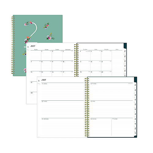 Blue Sky Greta Academic Year Weekly/Monthly Planner, Floral Artwork, 11.5 x 8, Green Cover, 12-Month (July-June): 2025 to 2026 (136479)