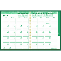 House of Doolittle 100% Recycled MonoBright Monthly/Weekly Planner, 11 x 8.5, Green/Gold Cover, 12-Month (July to June): 2025 to 2026 (283509)