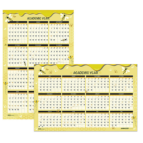 House of Doolittle 100% Recycled Academic Honeycomb Laminated Wall Calendar, 24 x 37, Tan/Yellow Sheets, 12-Month (July-June): 2024 to 2025 (39855)