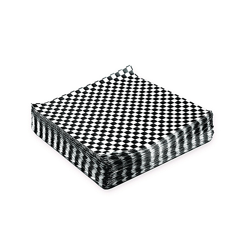 Paterson Grease-Resistant Food Wrap, 12" x 12", Black Check, 5,000/Carton (WG01006)