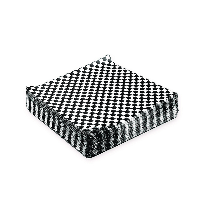 Paterson Grease-Resistant Food Wrap, 12" x 12", Black Check, 5,000/Carton (WG01006)