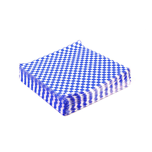 Paterson Grease-Resistant Food Wrap, 12" x 12", Blue Check, 5,000/Carton (WG01014)
