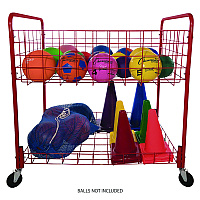 Champion Sports Back Ease Storage Cart, Metal, 176 lb Capacity, 30 x 43 x 45, Red (OCLX)