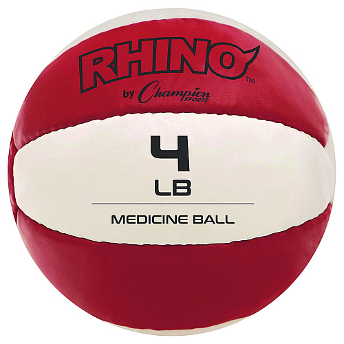 Champion Sports Rhino Leather Medicine Ball, 4 lb, Red/White (MB4)