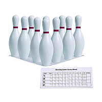 Champion Sports Plastic Bowling Pin Set, White, 10/Set (BP10)
