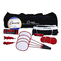 Champion Sports Deluxe Volleyball/Badminton Tournament Set, (4) Rackets/(2) Shuttlecocks/(2) Birdies/Net/Pump/Volleyball (CG202)