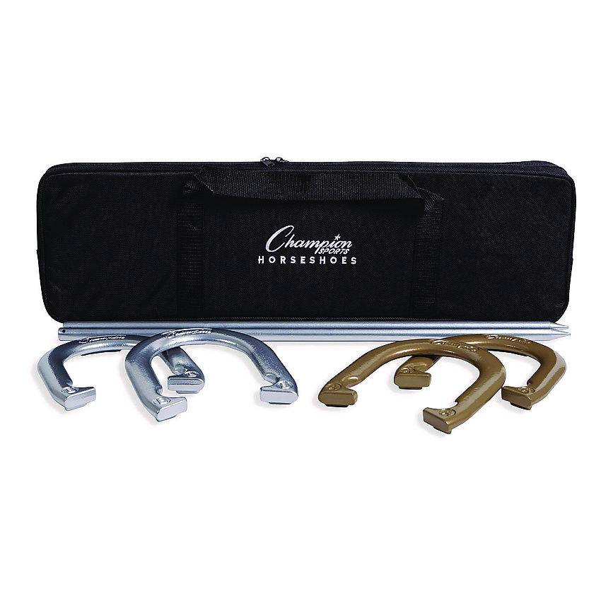 Champion Sports Deluxe Horseshoe Tournament Set, 4 Horseshoes/2 Stakes/Carry Bag/Rule Sheet (CG205)