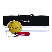 Champion Sports Deluxe Tetherball Tournament Set, Ball/24" Telescopic Poles/102" Cord/Carry Case/Pump/Needle (CG207)