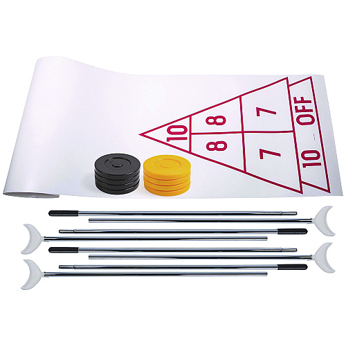 Champion Sports Blacktop Shuffleboard Set, (2) Two-Piece 51" Cues/(8) Discs/Sidewalk Chalk (SBA30)