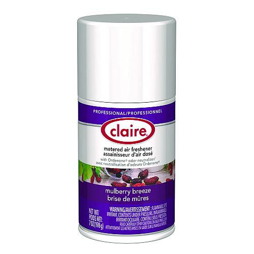 Claire Metered Air Freshener, Mulberry Scent, 7 oz Aerosol Spray, 12/Carton (106)