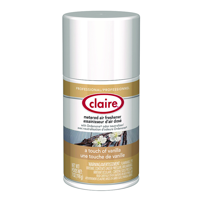 Claire Metered Air Freshener, Vanilla Scent, 7 oz Aerosol Spary, 12/Carton (108)