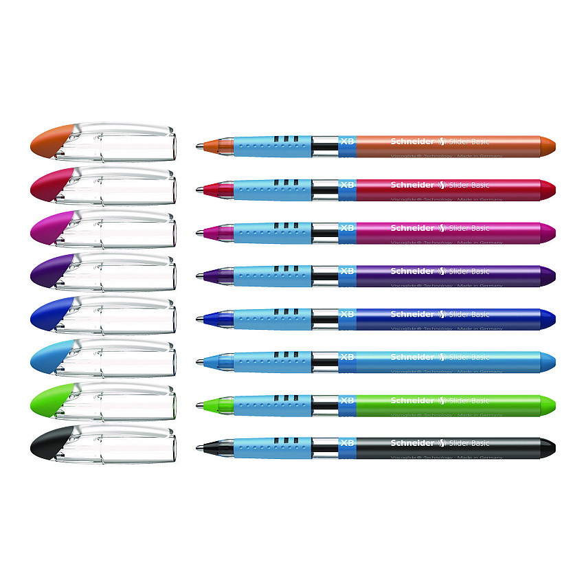 Schneider Slider Basic Ballpoint Pen, Stick, Extra-Bold 1.4 mm, Assorted Ink and Barrel Colors, 8/Pack (151298)