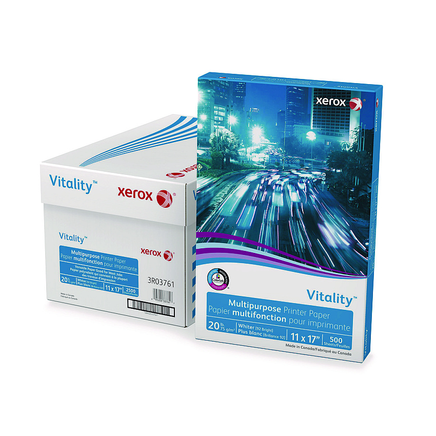 Xerox Vitality Multipurpose Print Paper, 92 Bright, 20 lb Bond Weight, 11 x 17, White, 500/Ream (3R03761)