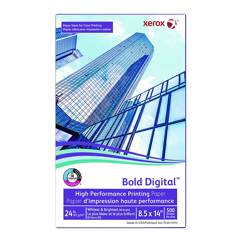 Xerox Bold Digital Printing Paper, 98 Bright, 24 lb Bond Weight, 8.5 x 14, White, 500 Sheets/Ream, 8 Reams/Carton (3R11542R)