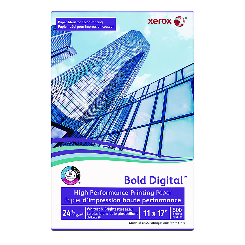 Xerox Bold Digital Printing Paper, 98 Bright, 24 lb Bond Weight, 11 x 17, White, 500/Ream (3R11543R)