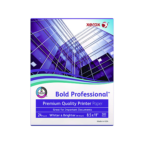 Xerox Bold Professional Quality Paper, 98 Bright, 24 lb Bond Weight, 8.5 x 11, White, 500/Ream (3R13038)
