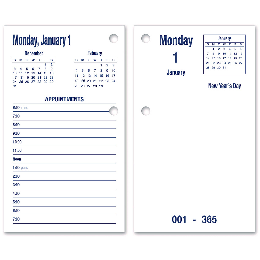 AbilityOne 7510016648800, SKILCRAFTDAYMAX Type II Calendar Pad, 6 x 3.5, White/Blue Sheets, 12-Month (Jan to Dec): 2026