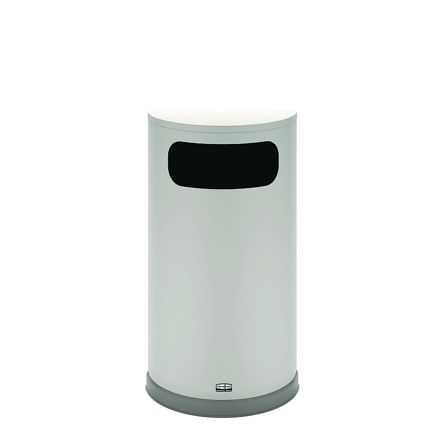 Rubbermaid Commercial European and Metallic Series Half-Round Waste Receptacle, 9 gal, Steel, Satin Stainless (SO8SSSPL)